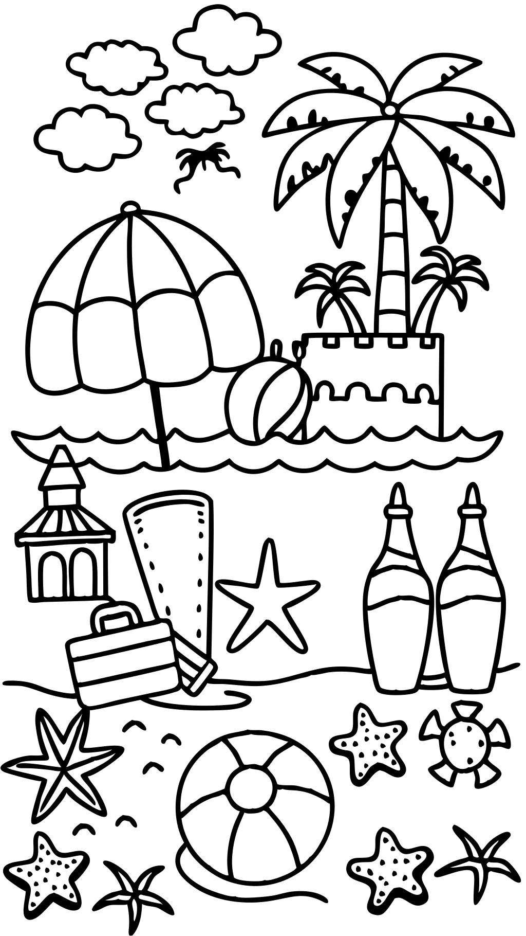 Pages de livres de coloriage de plage